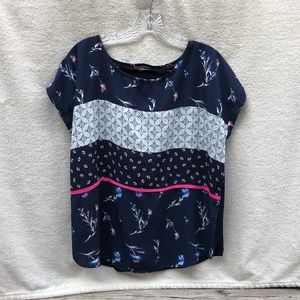 Maurices navy floral patchwork tshirt blouse